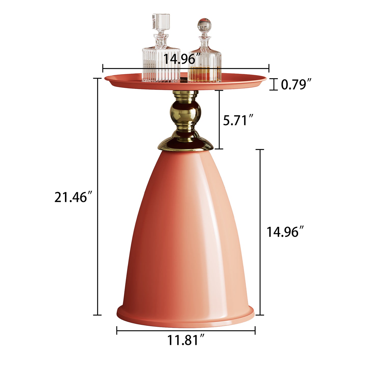 Liam Modern Minimalist Iron End Table - Red & Gold