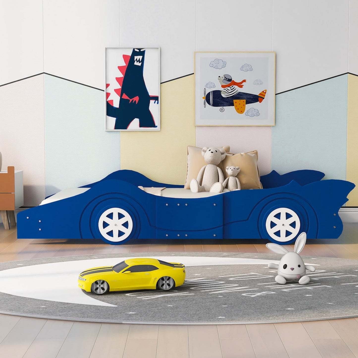 Miles Full Size Race Car Bed - Blue