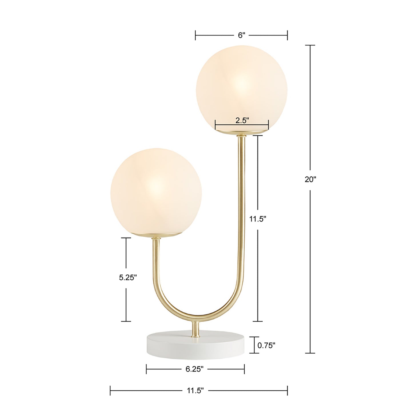 Dual Globe Table Lamp with White Base