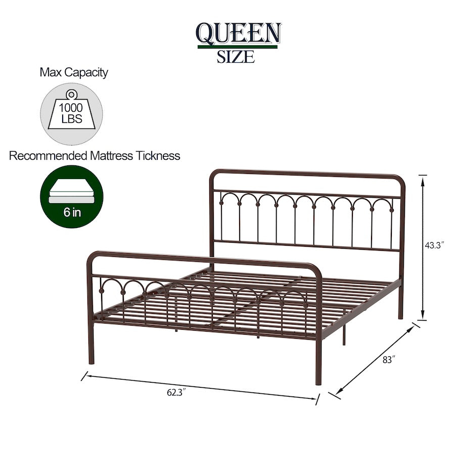 Terra Traditional Metal Queen Platform Bed - Black