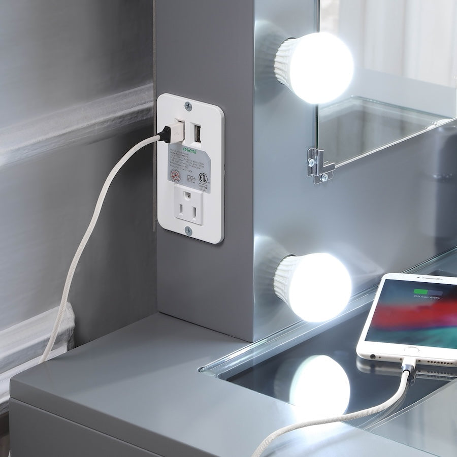 Juri Contemporary Vanity Set w/ Stool - Gray