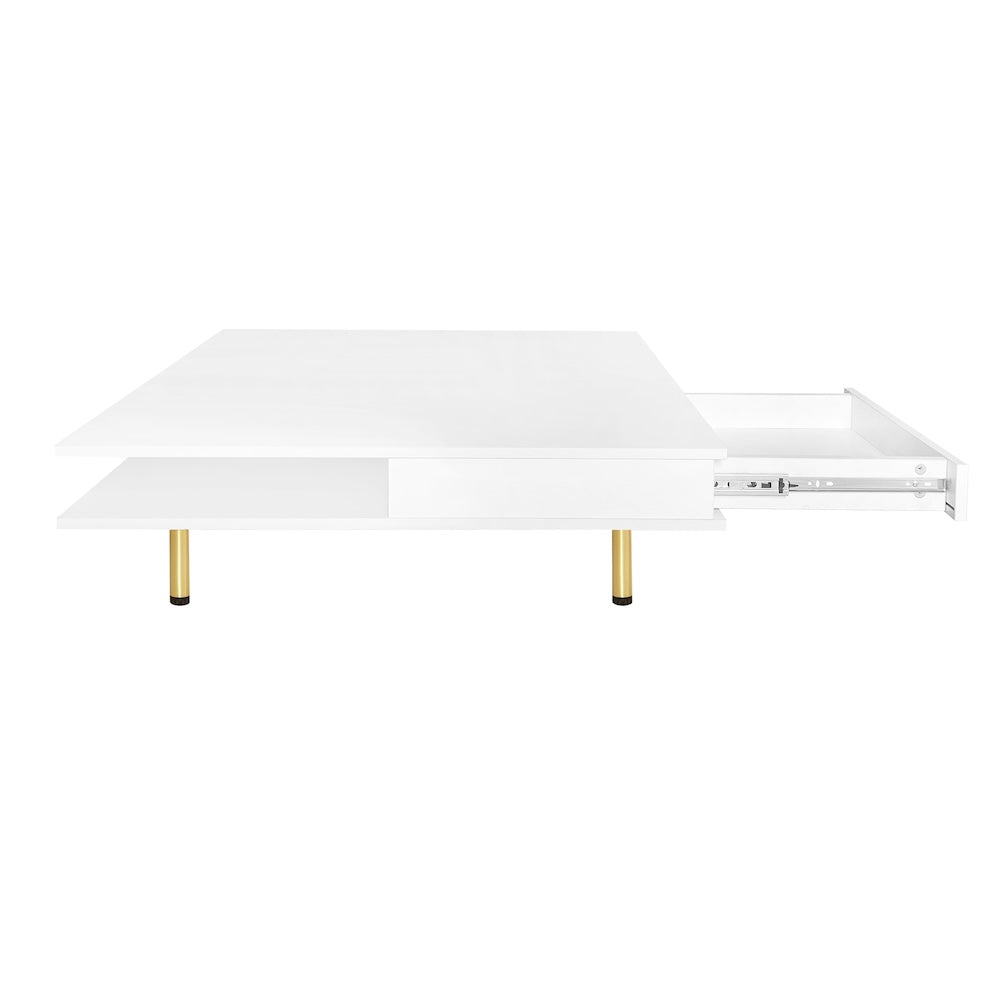 Hayden Modern High Gloss Coffee Table with Gold Legs - White