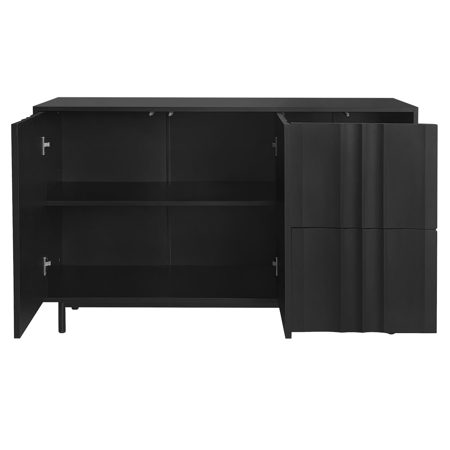 Willow Wave Design Accent Cabinet with Adjustable Shelves - Black