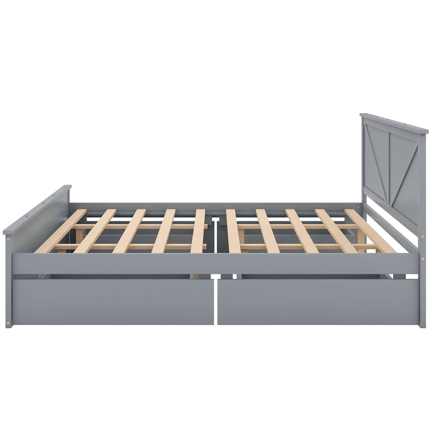 Rita King Size Platform Storage Bed with 4 Drawers - Gray