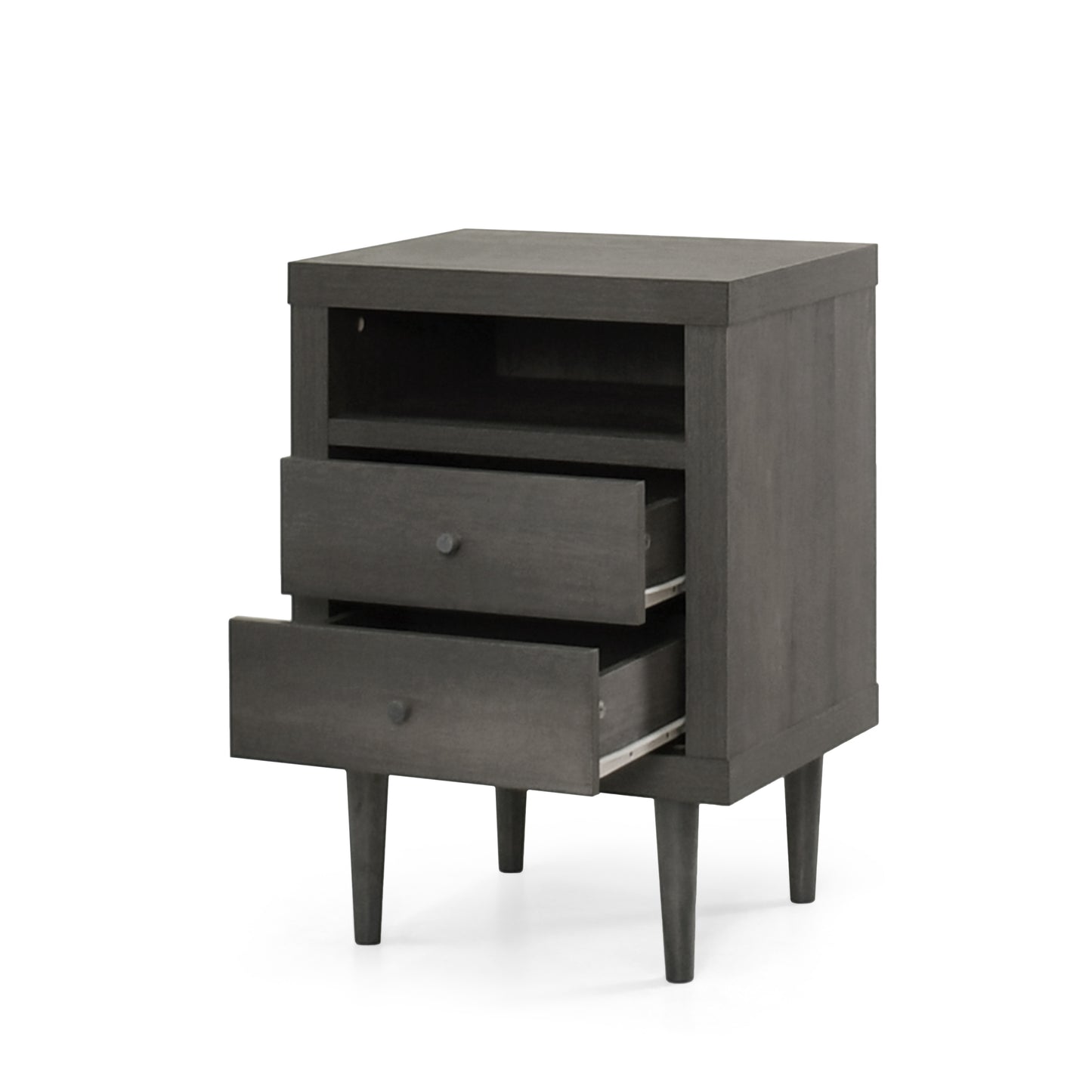 Priscilla Mid-Century Modern 2-Drawer Nightstand - Gray