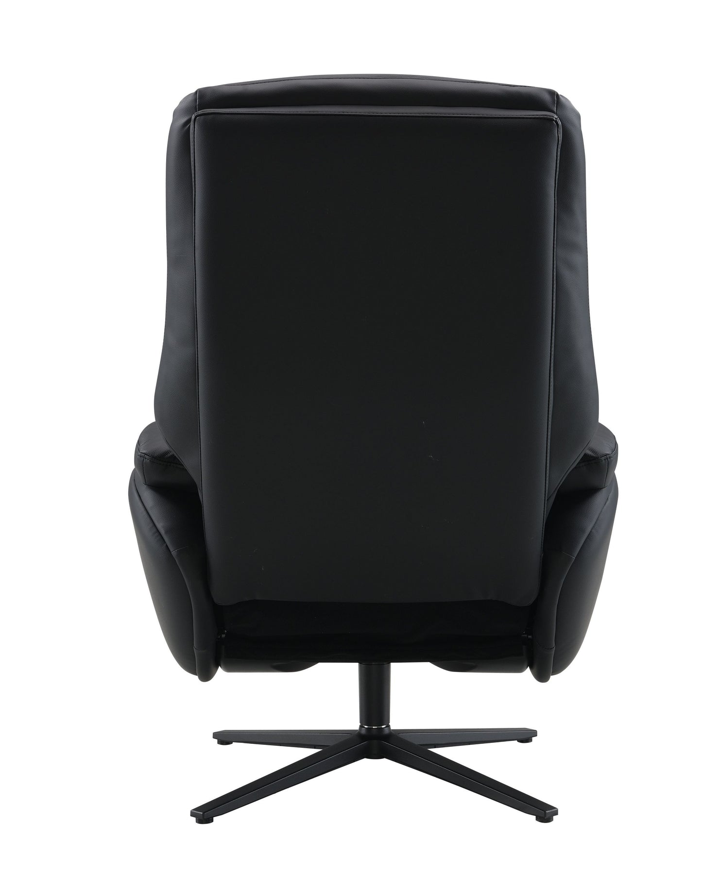 Labotina Black Top Grain Leather Accent Chair with Swivel & Ottoman