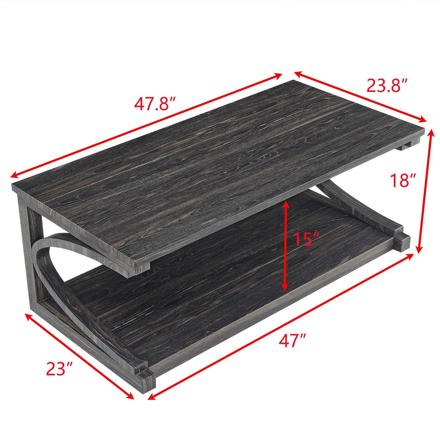 Cassian Unique Solid Wood Coffee Table, Black