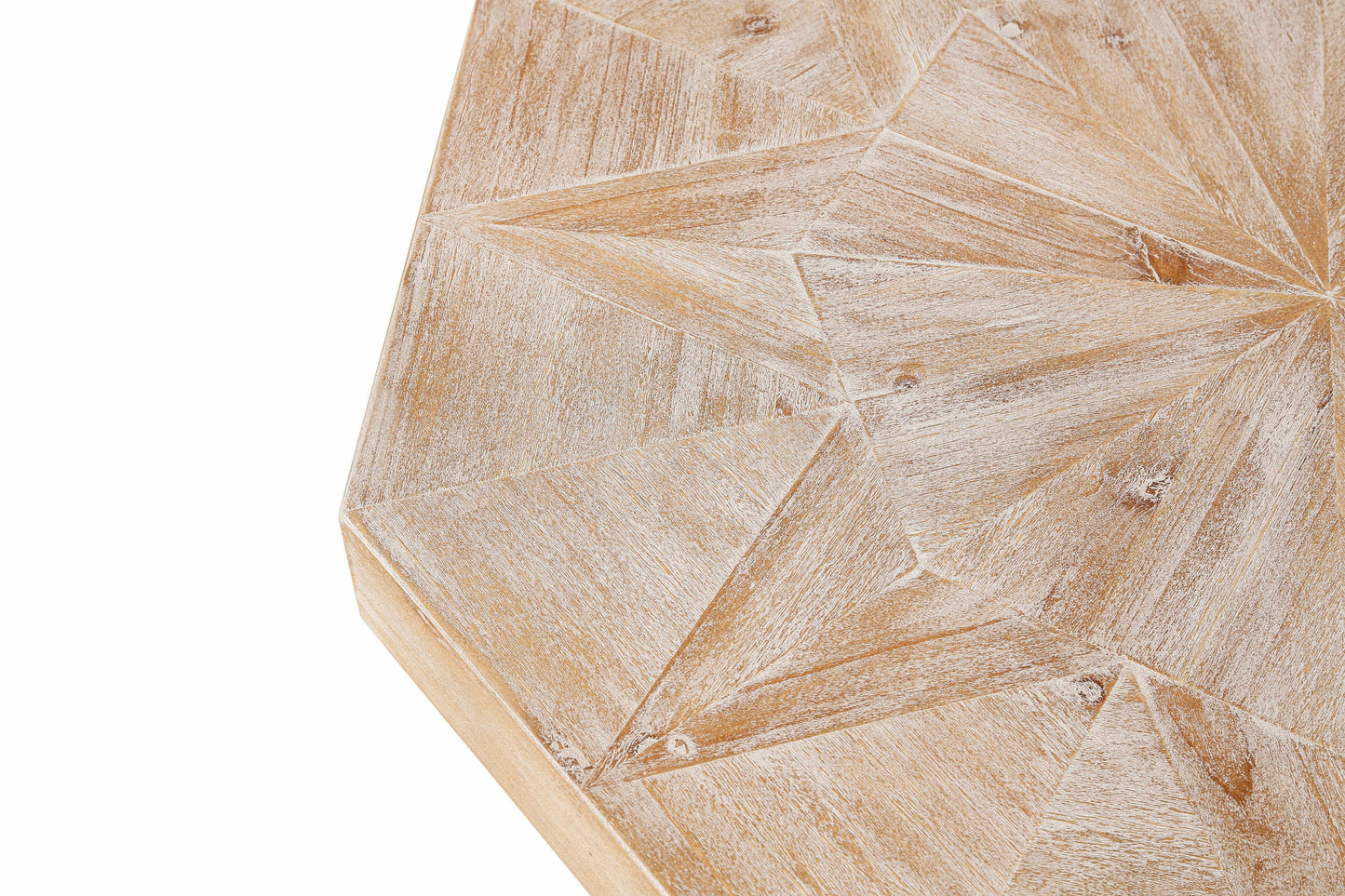 Eulalia Vintage Octagonal Shape Patchwork Craft Wooden Coffee Table, Antique Natural