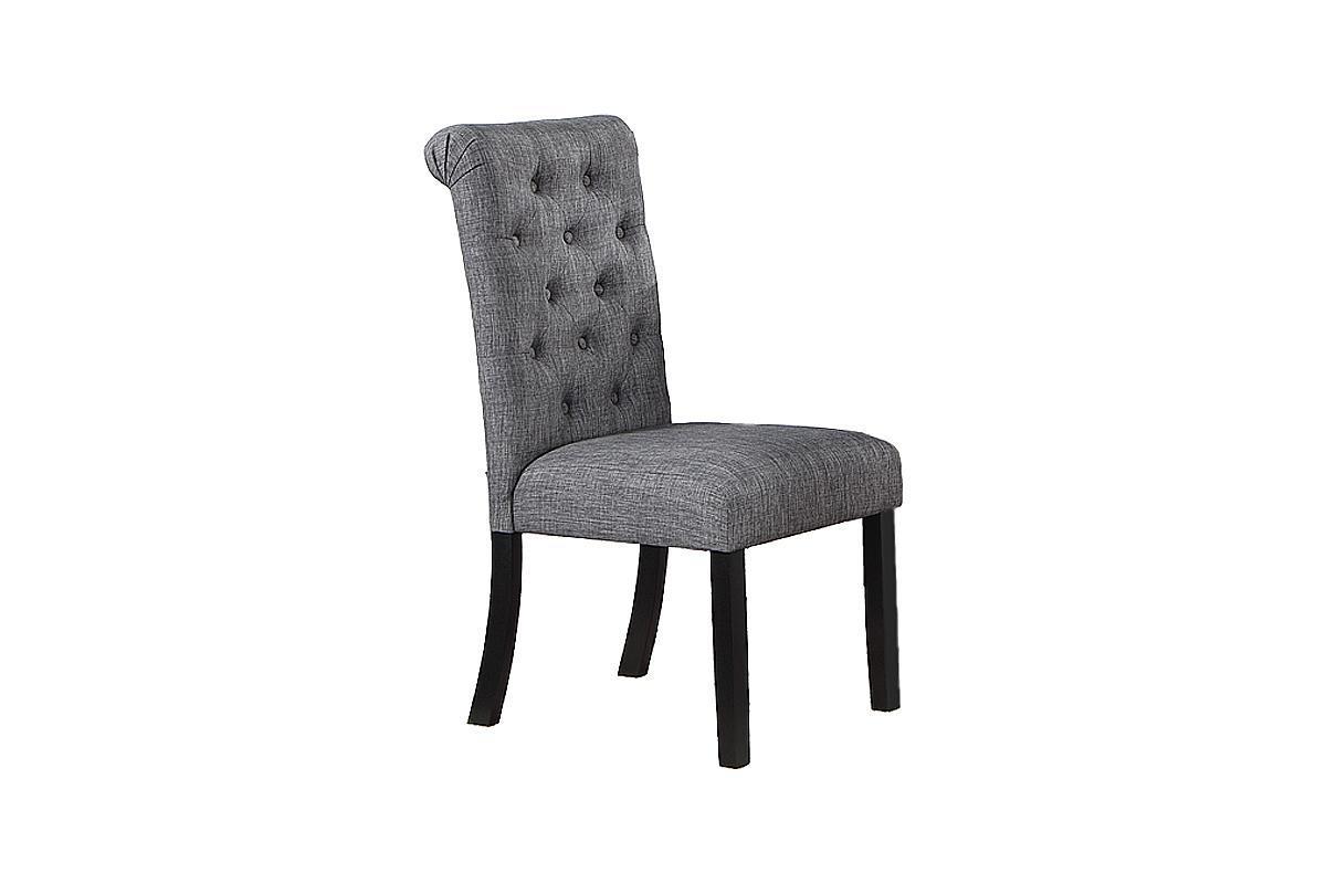 Crest Linen Side Chair (Set of 2) Gray & Black