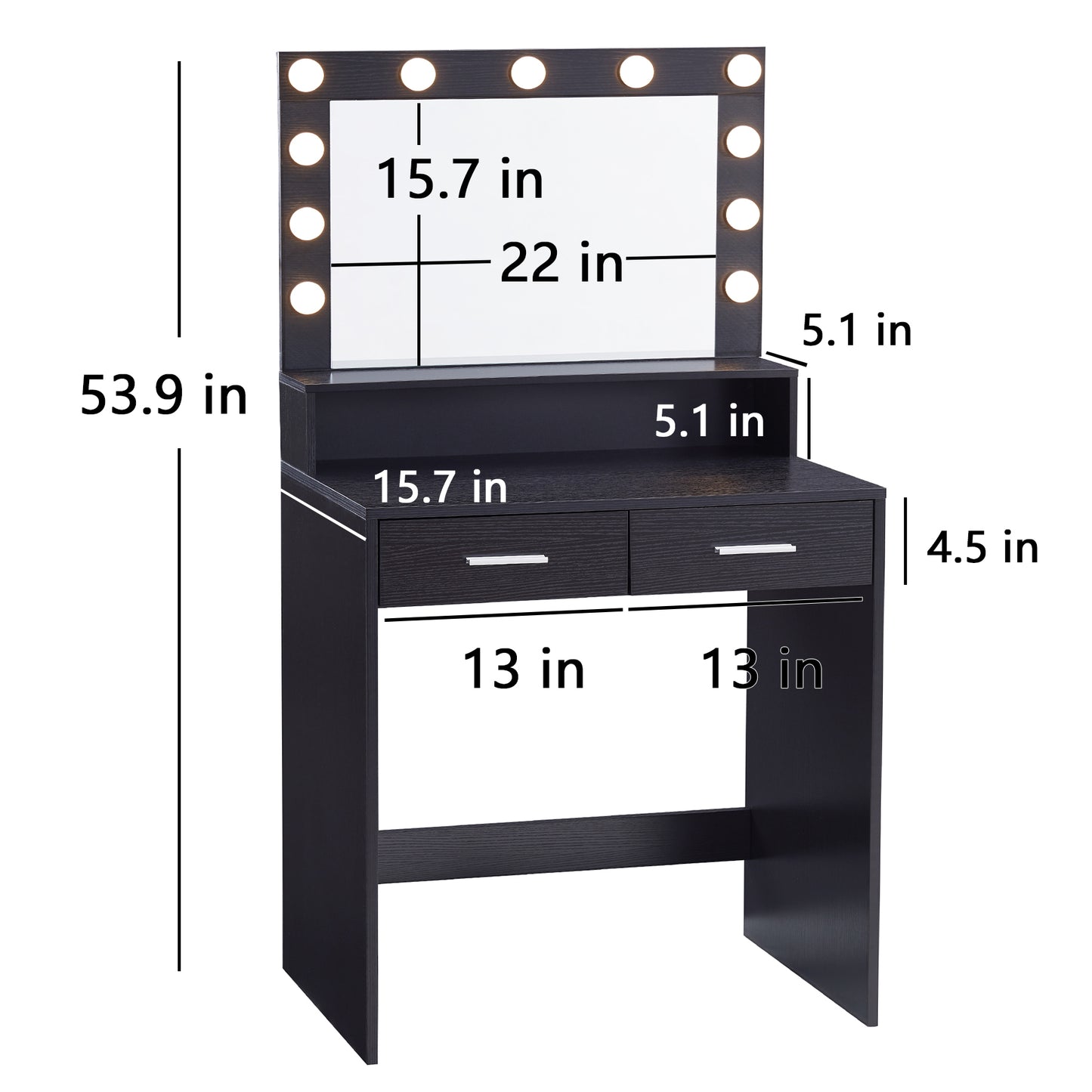 Celandine Contemporary Vanity Set with Mirror, Black