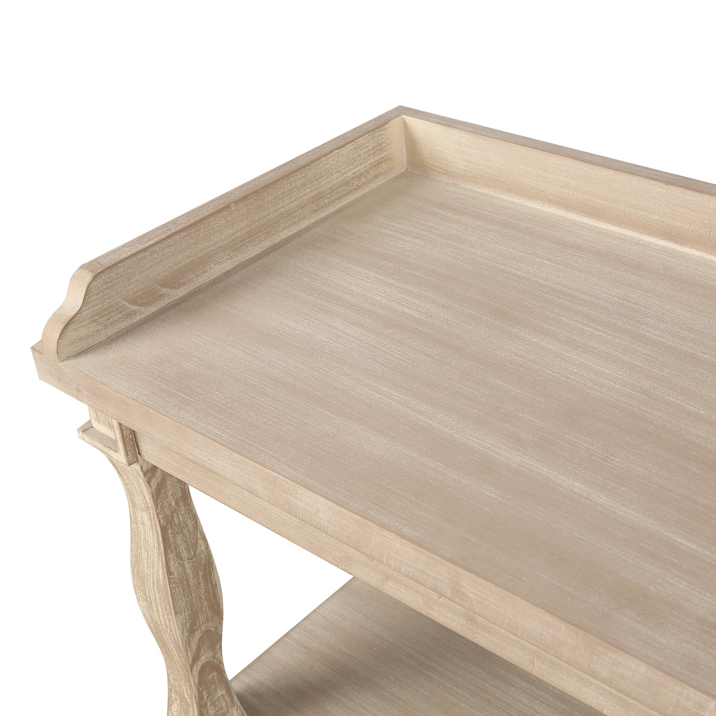 Eamon Traditional Wooden Console Table with 3-Tier Open Storage - Antique White