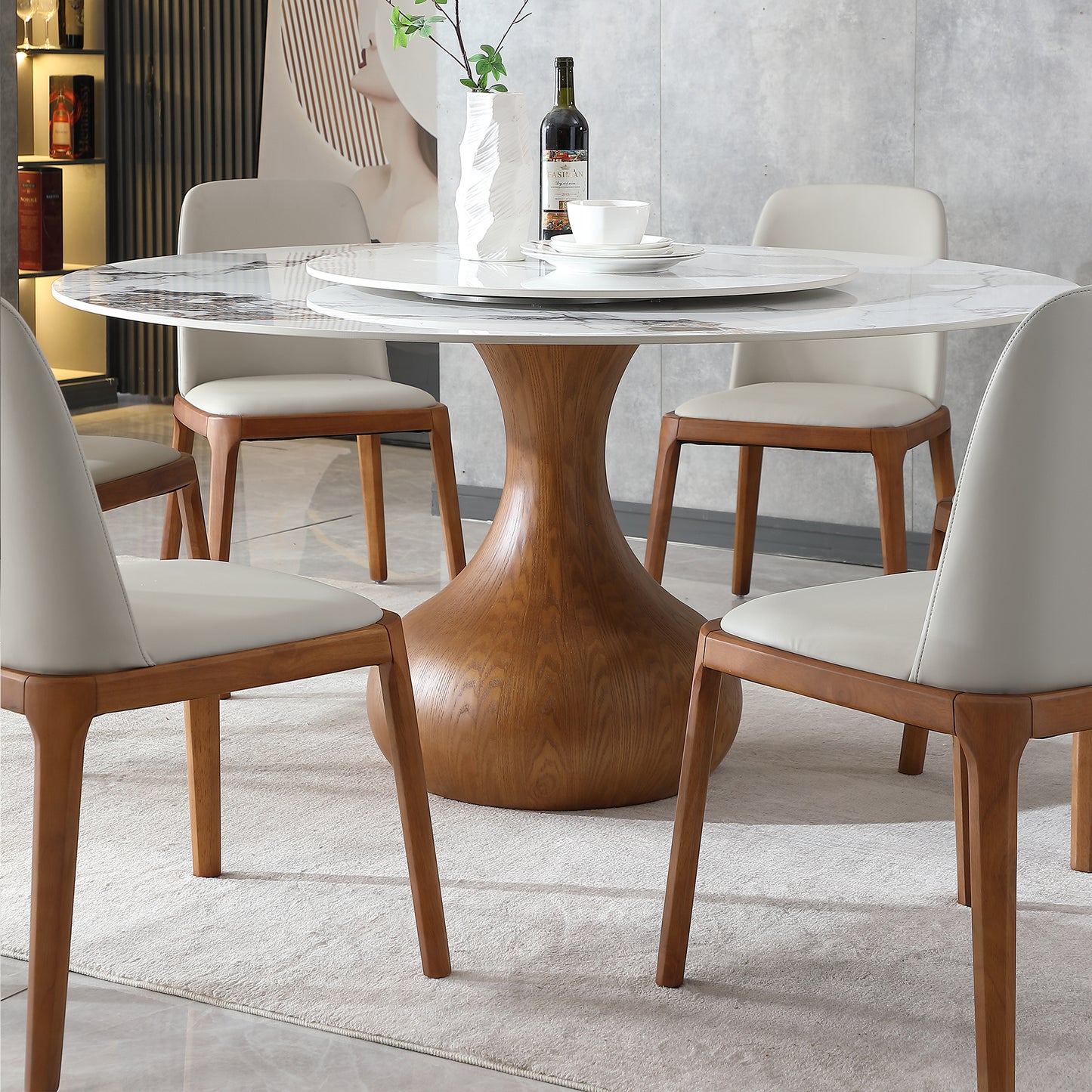 Perrin 59" Round Sintered Stone Dining Set