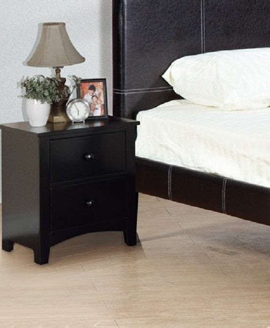 Benjamin Simple Wooden 2-Drawer Nightstand , Black