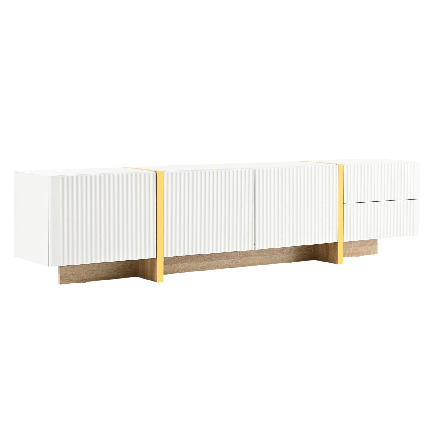 Alondra Modern Fluted TV Stand in White & Gold