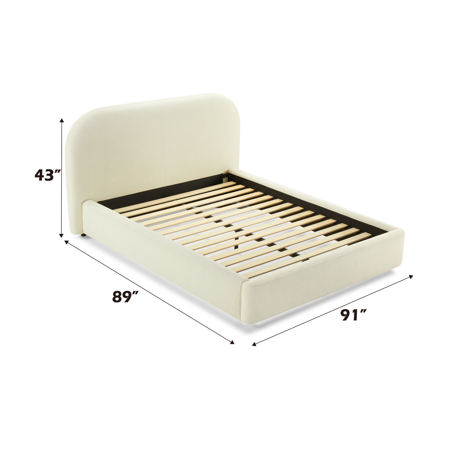 Arden Beige Upholstered King Size Platform Bed