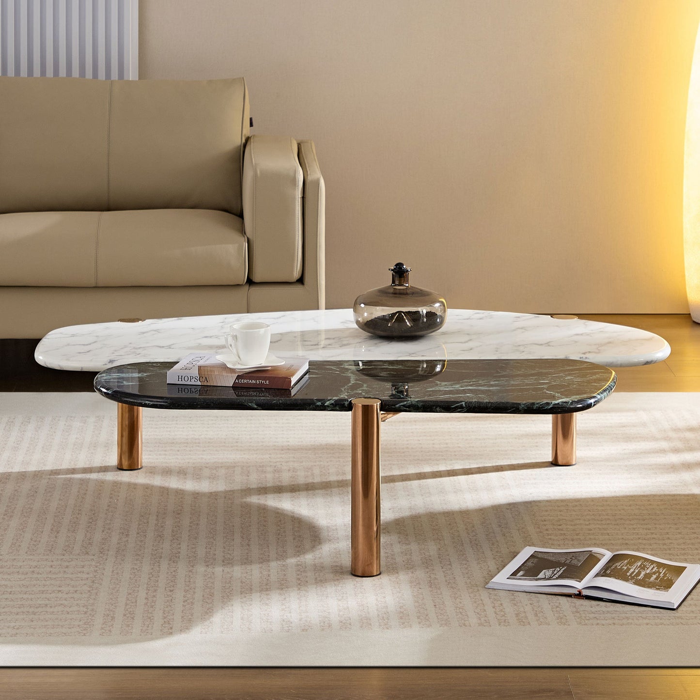 Ysobel Contemporary Faux Marble Coffee Tables