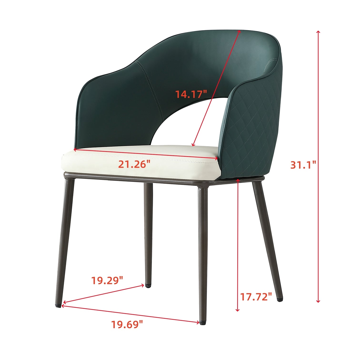 Trinity Modern Faux Leather Dining Chairs with Diamond Stitching, Green & Beige (Set of 2)