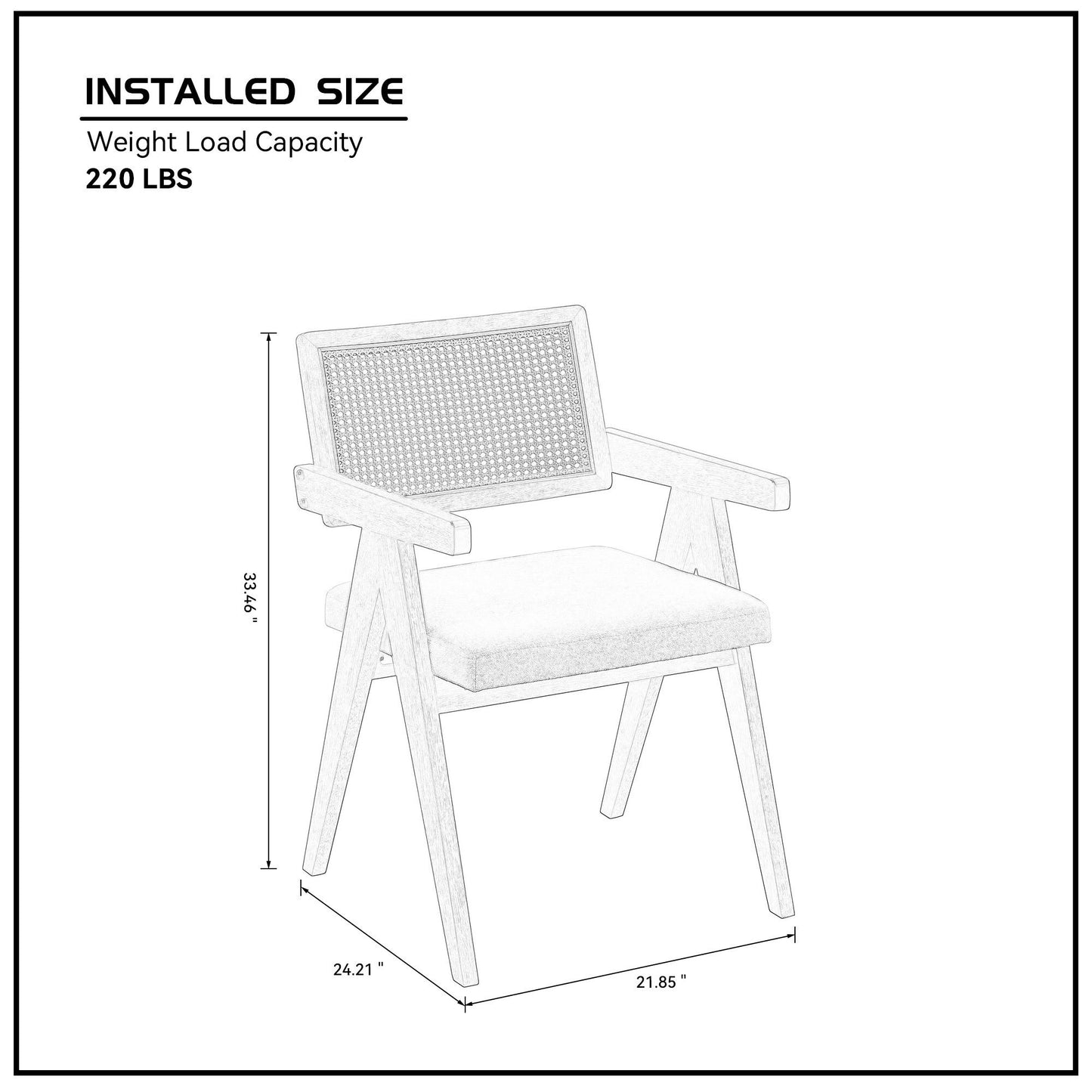 Marlowe Mid-Century Modern Rattan Back Arm Chairs (Set of 2), Oak