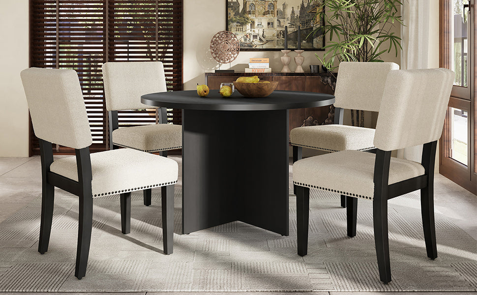 Lexington 5-Piece Modern Dining Set, Black