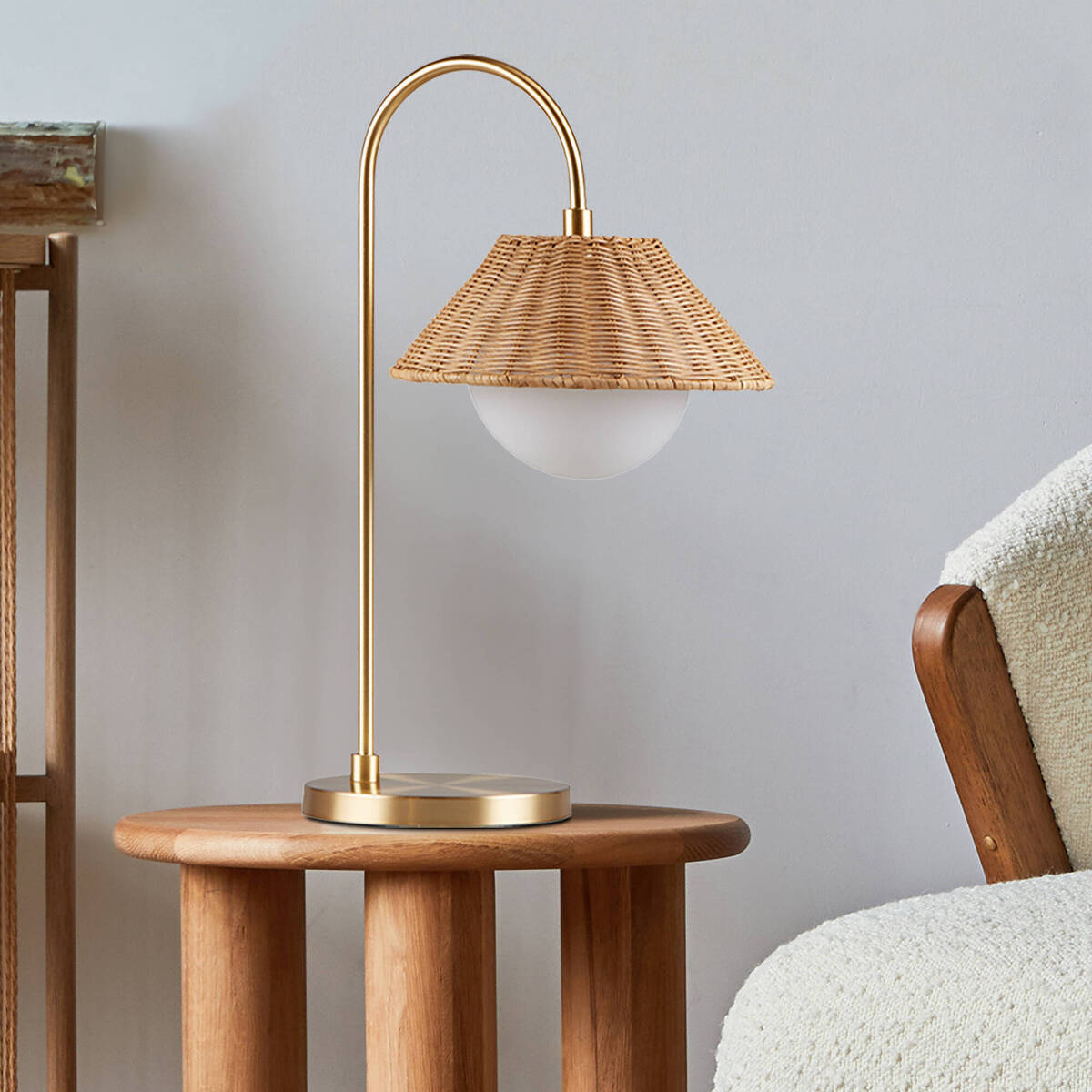 Rattan Weave Shade Table Lamp Gold/Natural See below