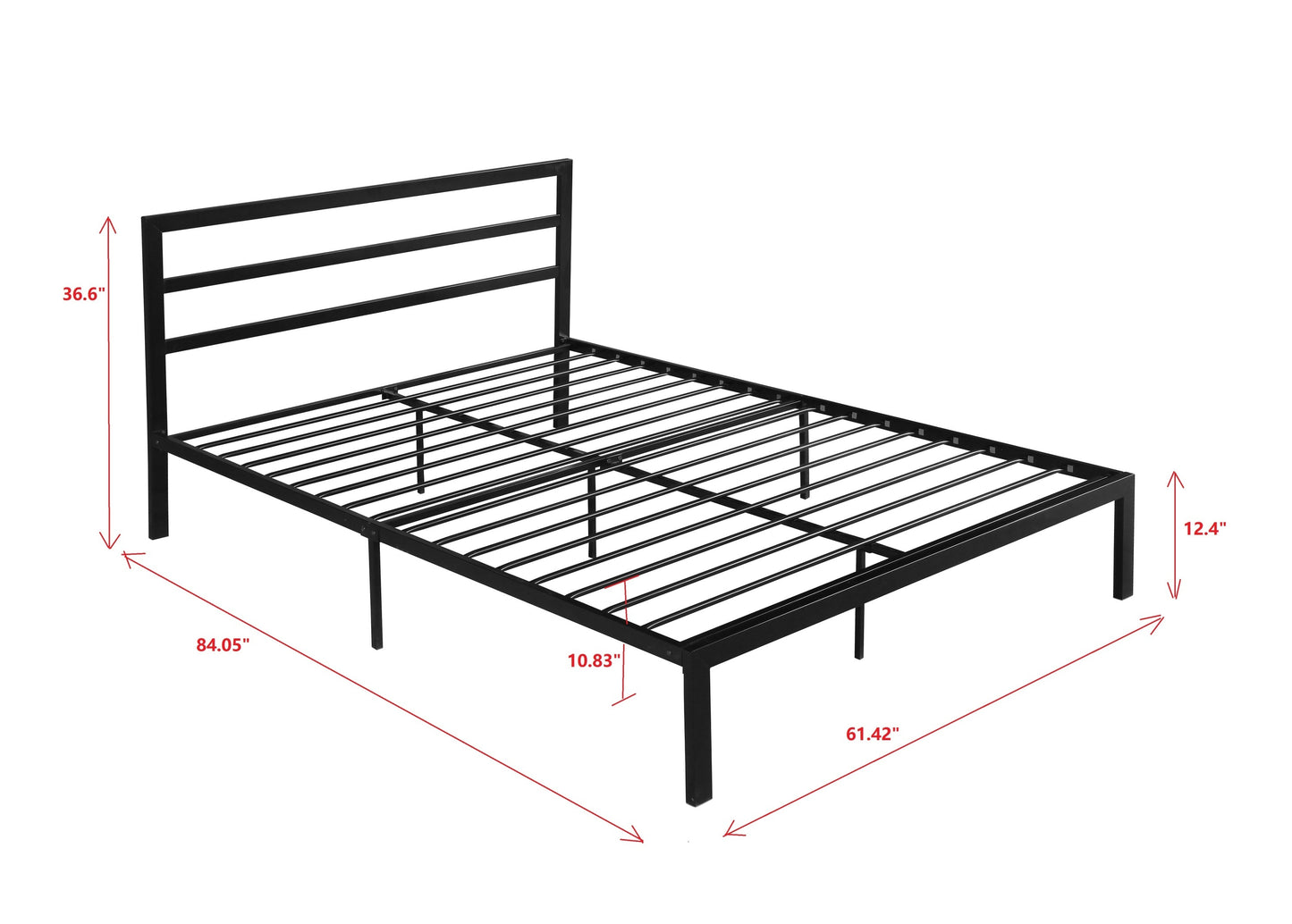Eulalia Modern Minimalist Queen Platform Bed, Black
