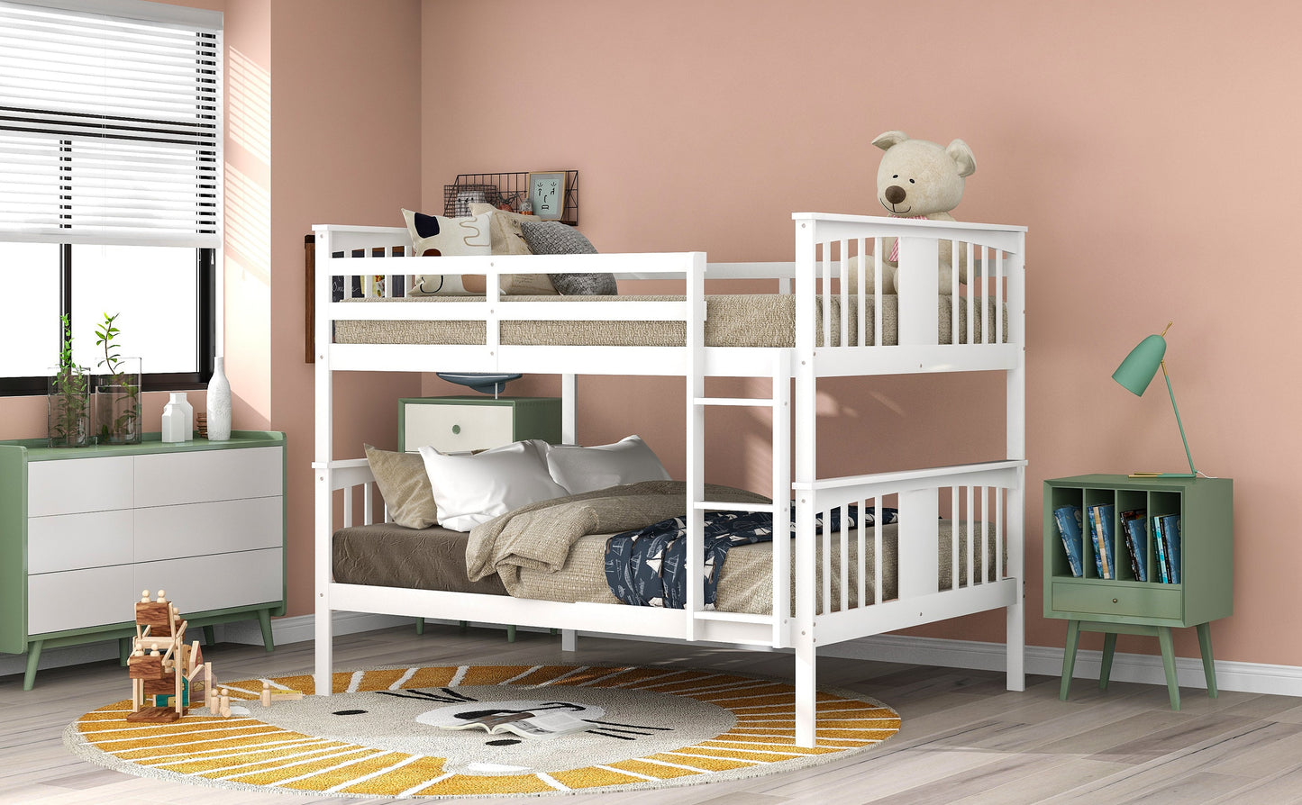 Pratt Full over Full Bunk Bed with Ladder, White