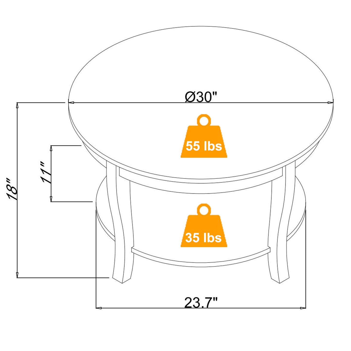 Hallie Transitional Solid Wood Coffee Table, White