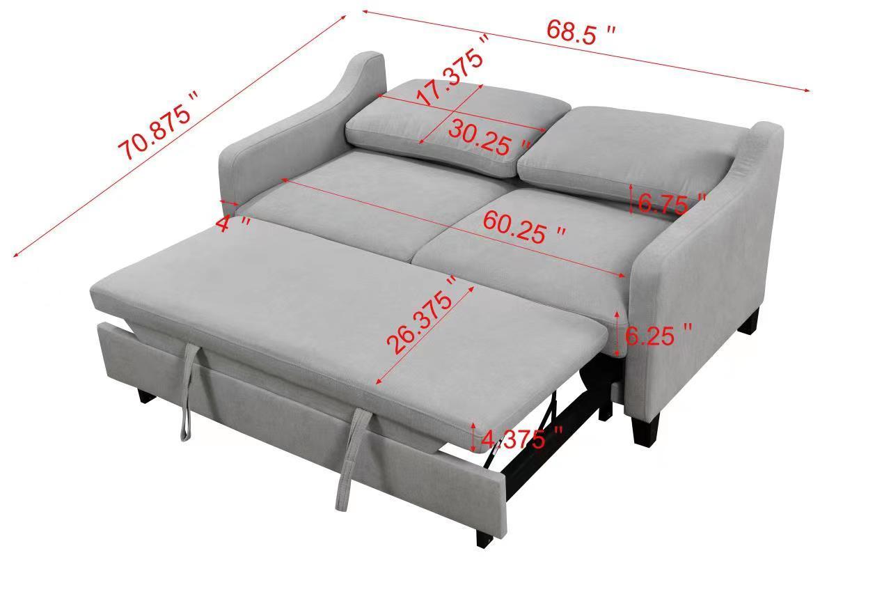 Stella 69" Modern Queen Sleeper Sofa - Light Gray Linen