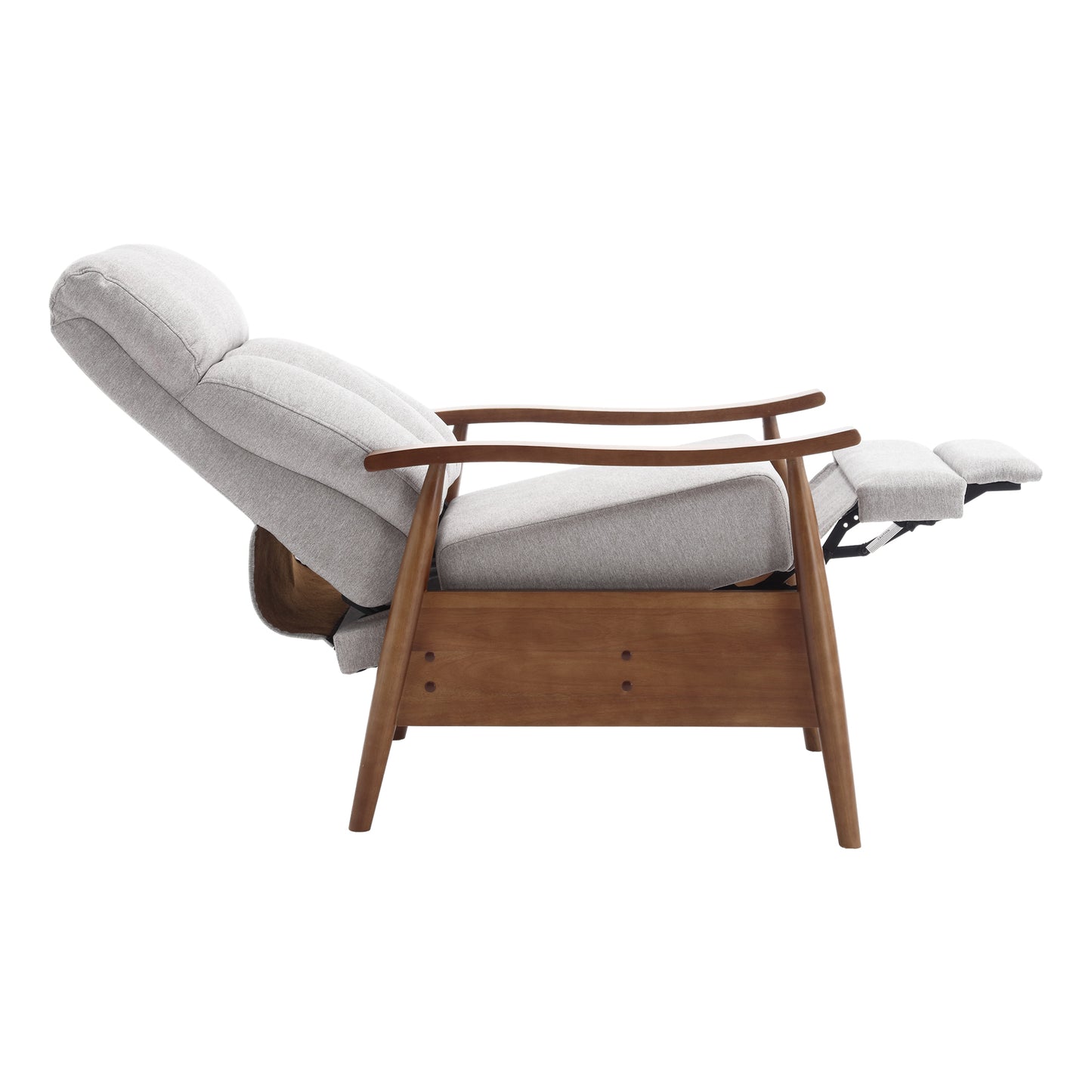 Asher Mid-Century Modern Lounge Chair with Wooden Frame - Light Gray