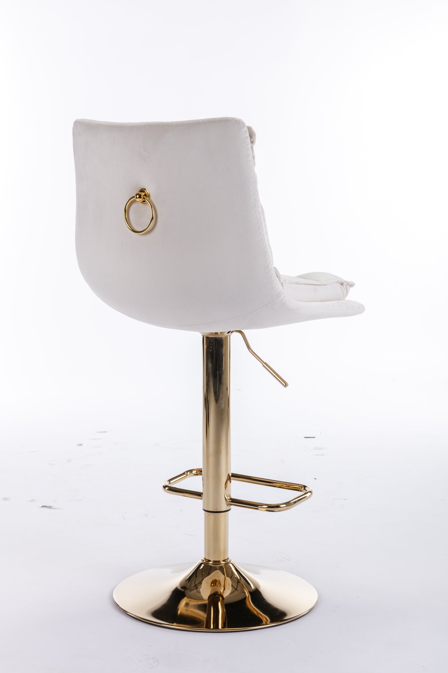 Lauren Adjustable Height Velvet Bar Stools with Gold Base - Cream