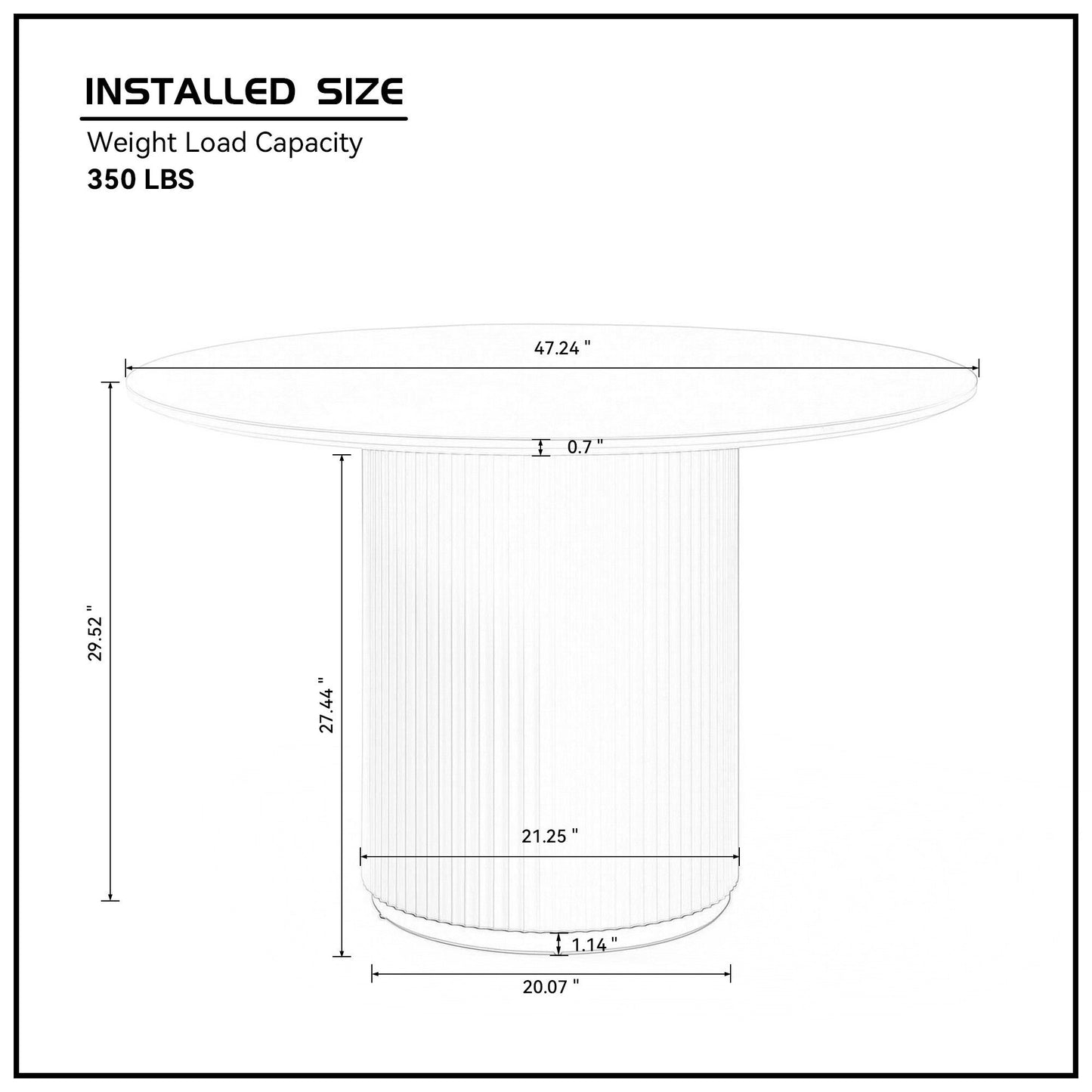 Lester 47" Round Pedestal Dining Table, Black
