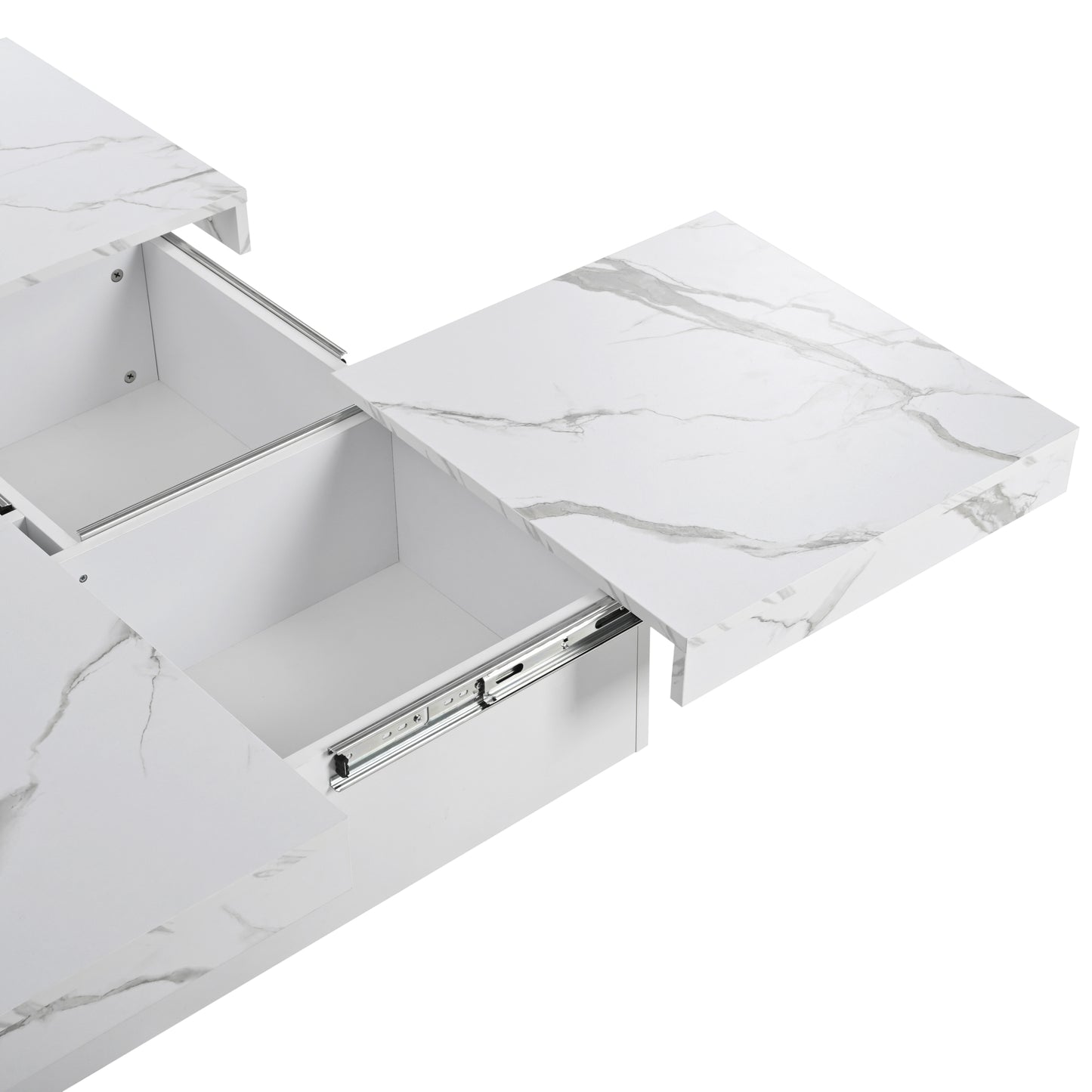 Cannon Mid-Century Modern Sliding Top Faux Marble Storage Coffee Table, White