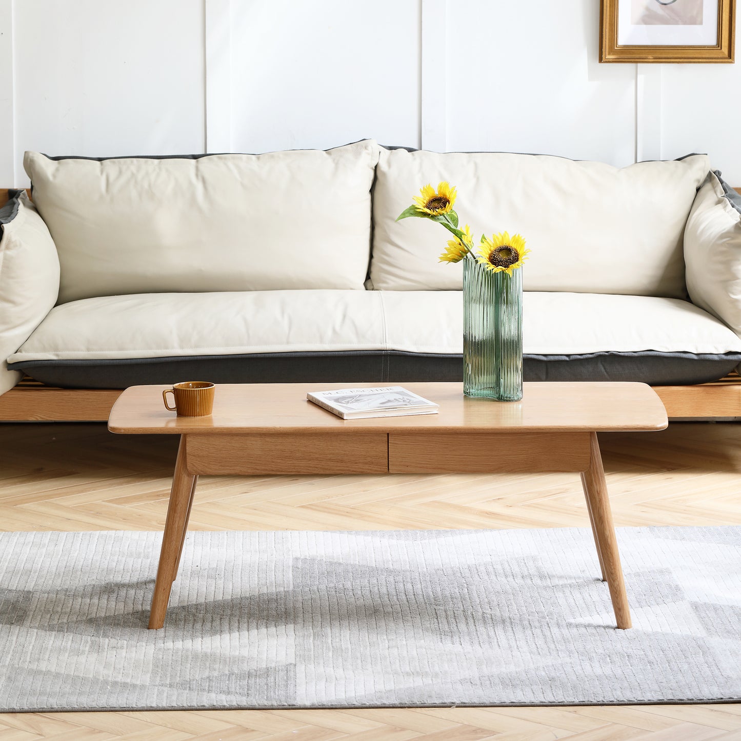 Noguchi Solid Oak 2-Drawer Coffee Table
