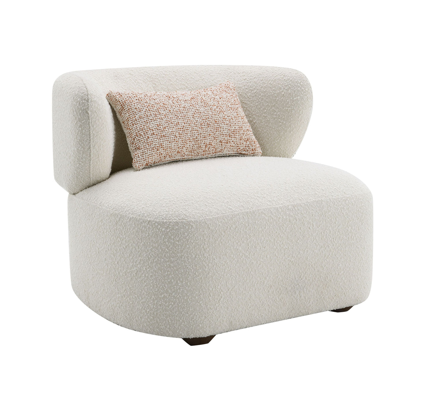 Darius Beige Boucle Accent Chair with Toss Pillow