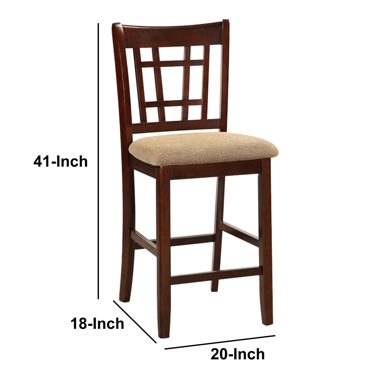 Belton Counter Height Chair in Brown with Upholstered Seat (Set of 2)