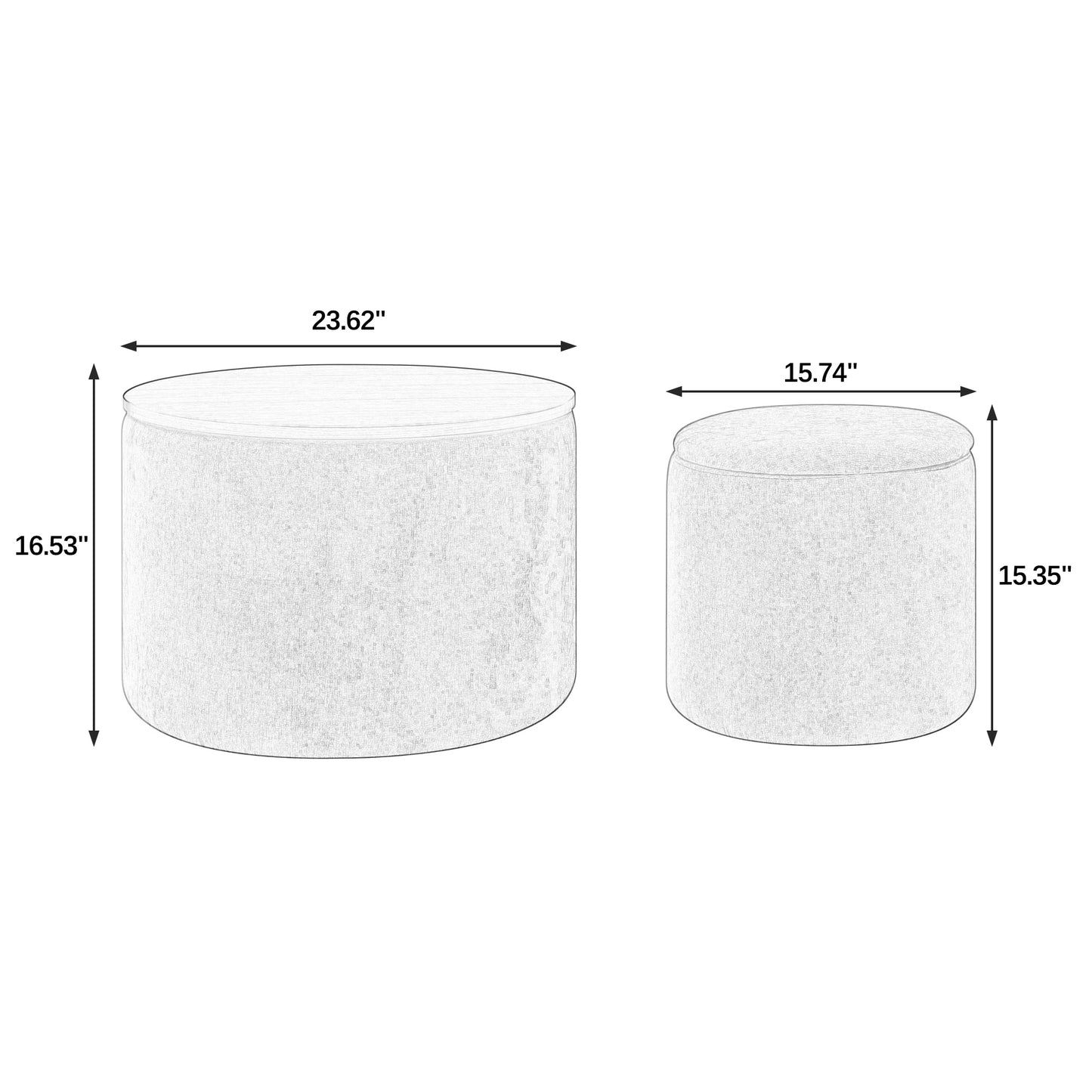 Fenwick 2PC Chenille Storage Ottoman Set, Beige