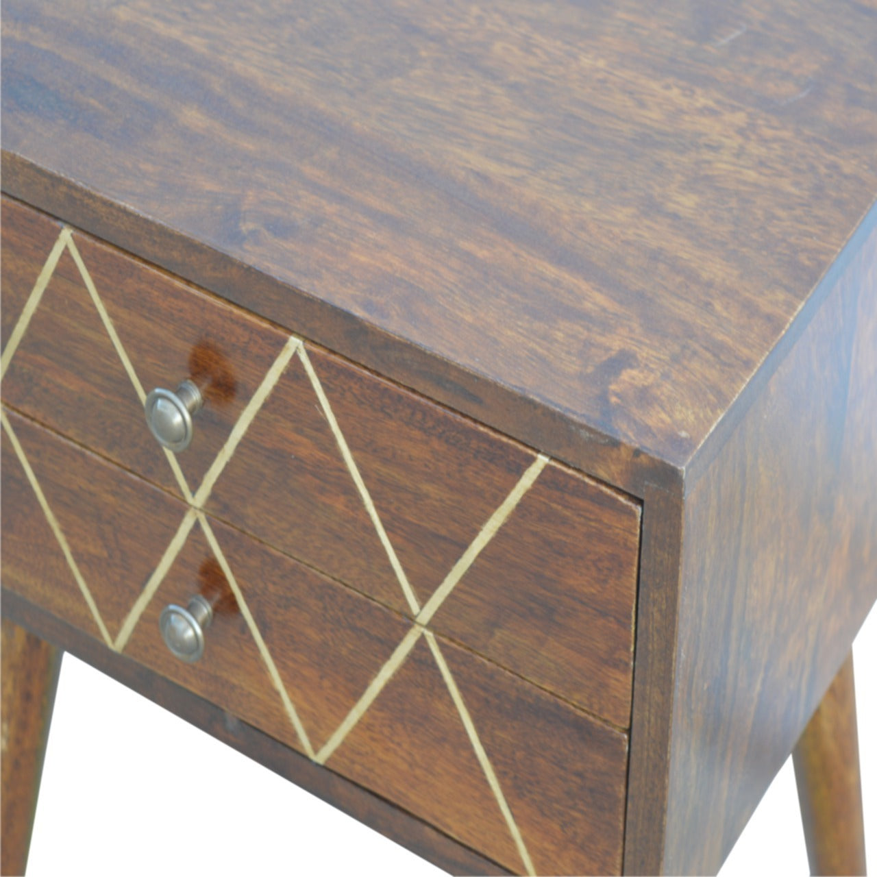 Maurice 2-Drawer Nightstand with Brass Inlay - Chestnut