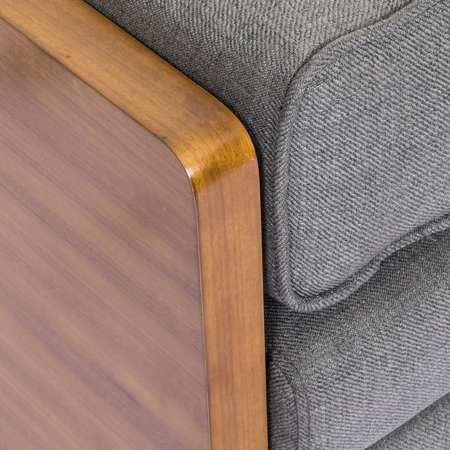 Thelma Mid-Century Modern Chaise Lounge, Gray & Walnut