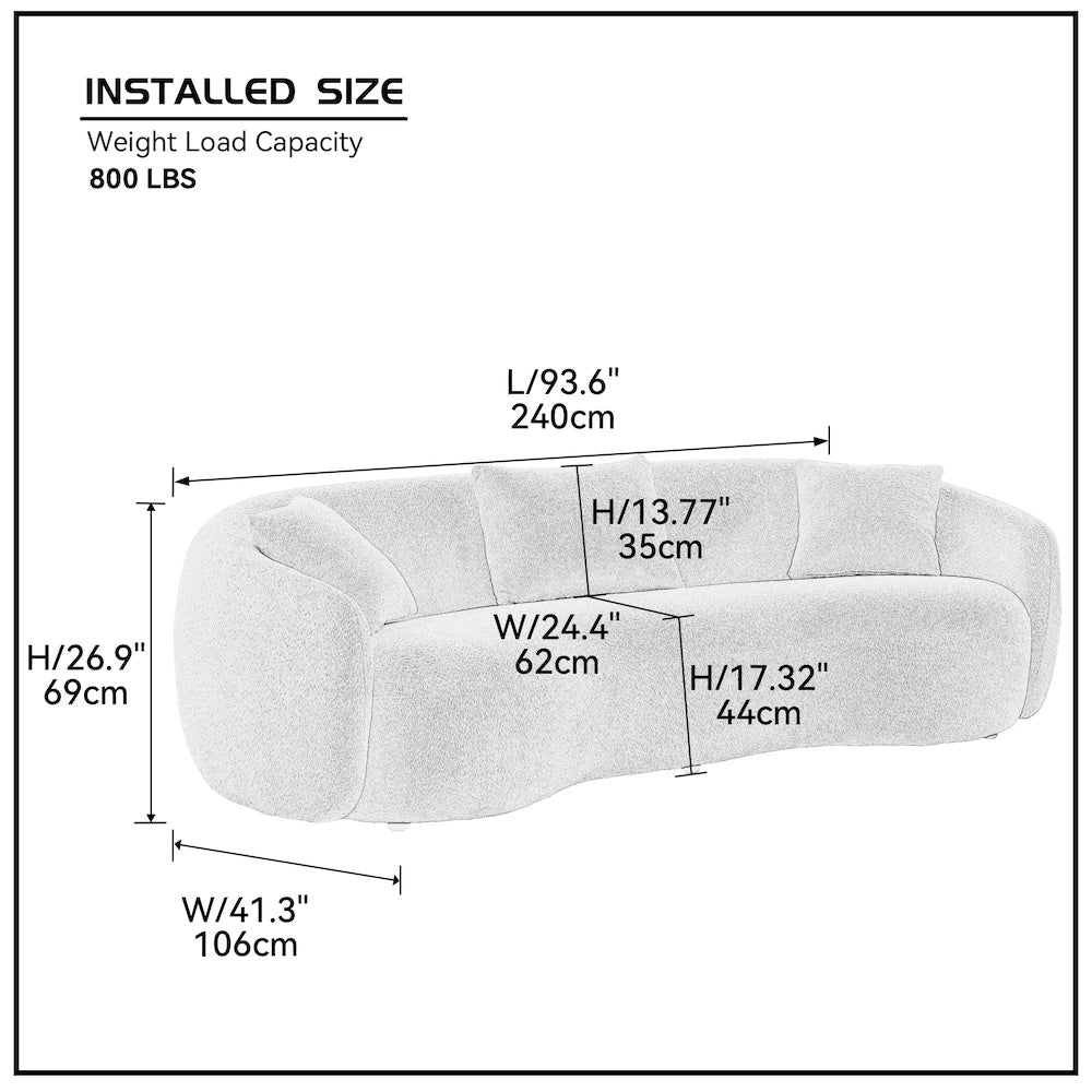 Peregrine Mid-Century Modern Curved Sofa - Orange