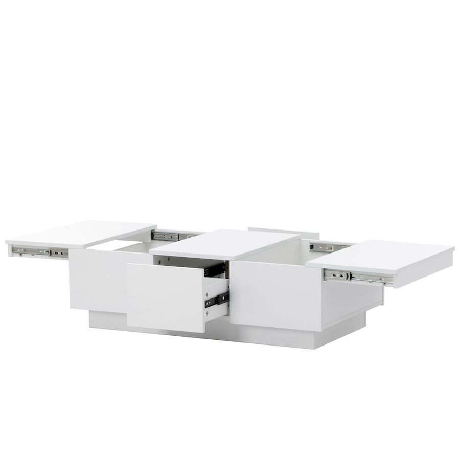 On-Trend Modern High Gloss Coffee Table with Hidden Storage - White