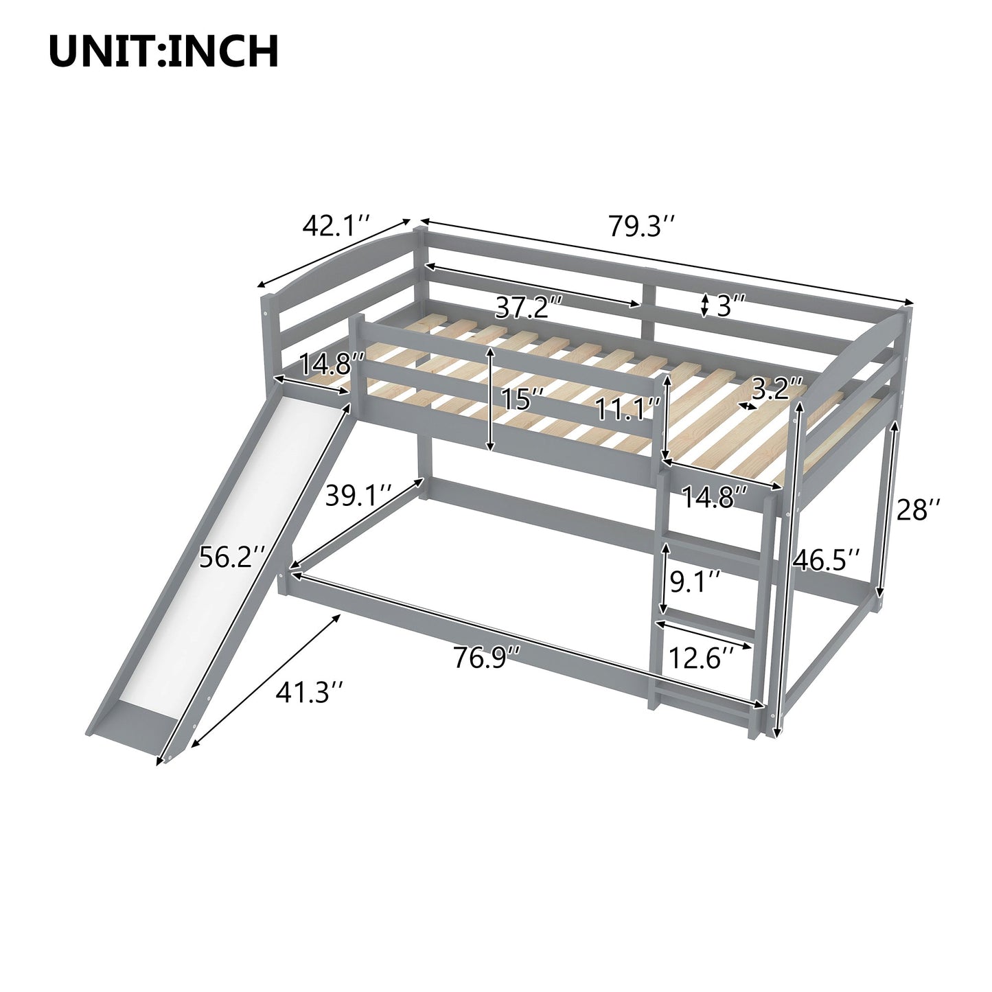 Twin over Twin Bunk Bed with Convertible Slide and Ladder