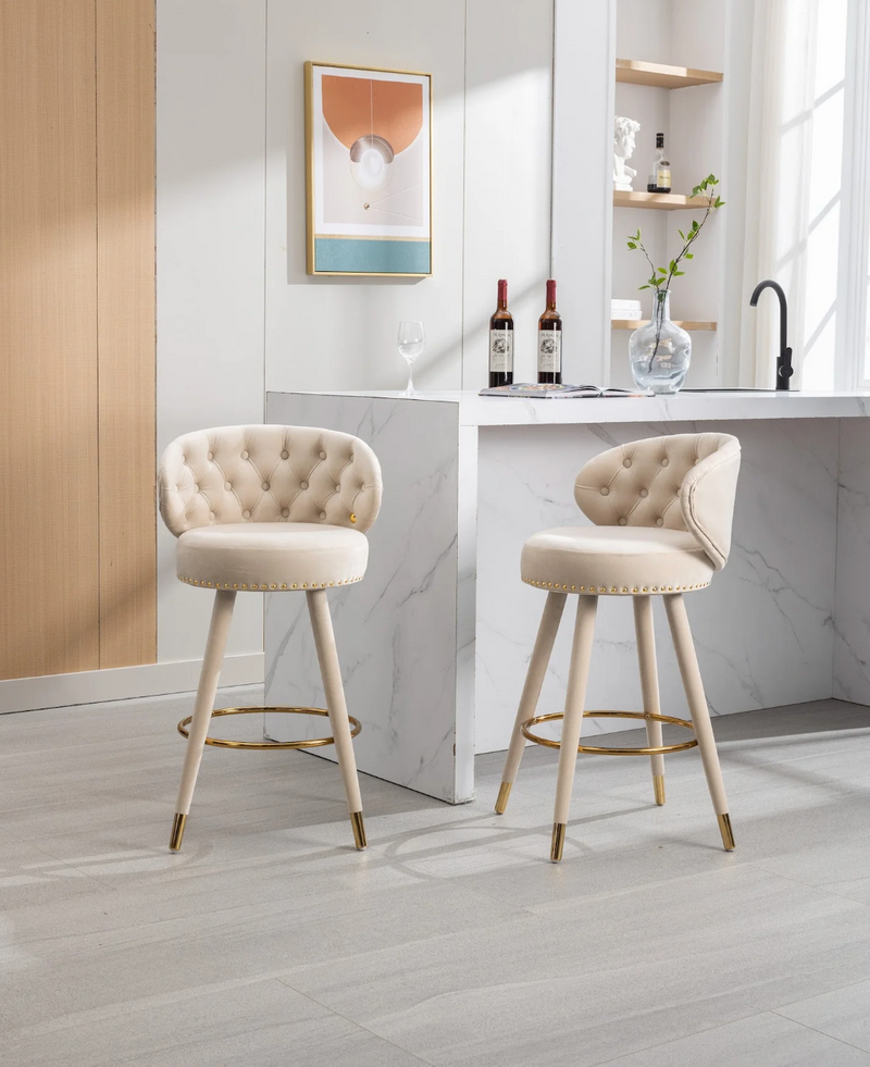 Lindsey Velvet Bar Stools (Set of 2)