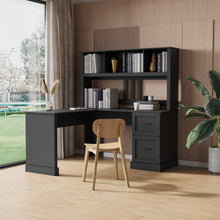 Cressida Home Office Computer Desk with Hutch, Antiqued Black