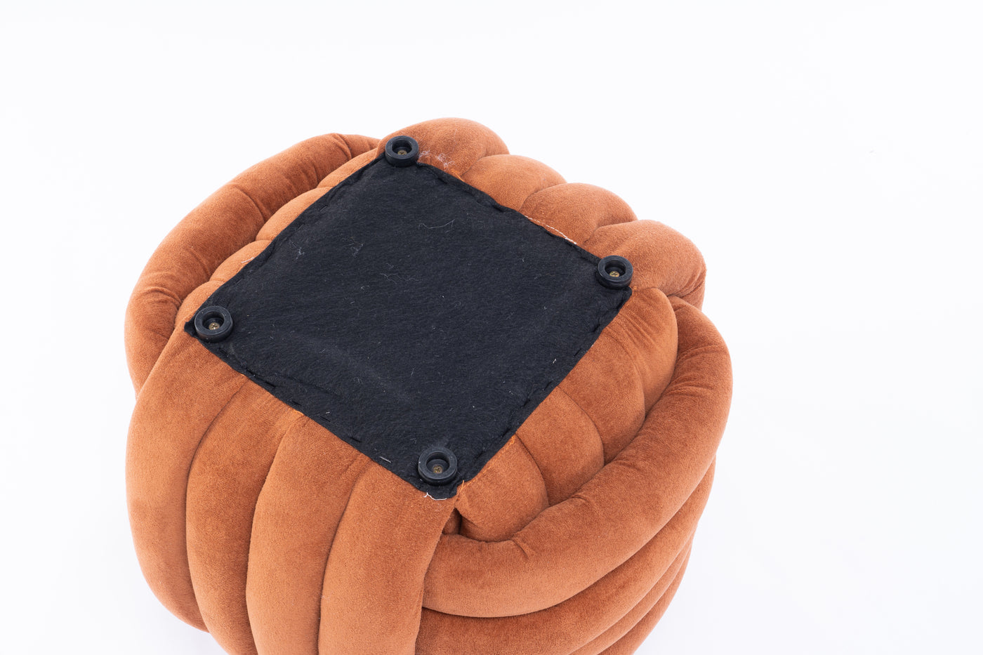 Darien Modern Chenille Knot Design Ottoman, Orange