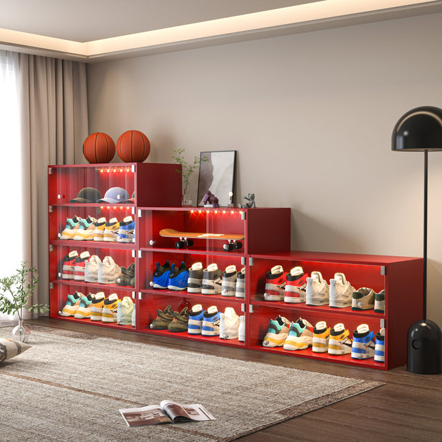 Sneaker Head 2-Layer LED Shoe Box , Red