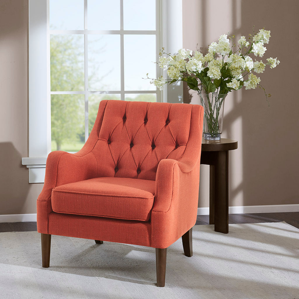 Beverly Modern Upholstered Button Tufted Accent Chair, Spice