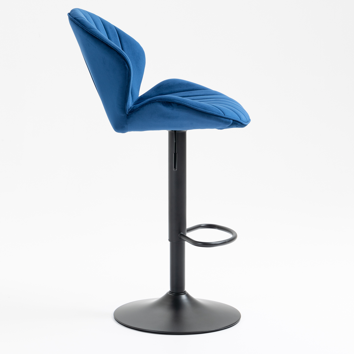 Jason Modern Adjustable Bar Stools with Black Base (Set of 2) - Blue