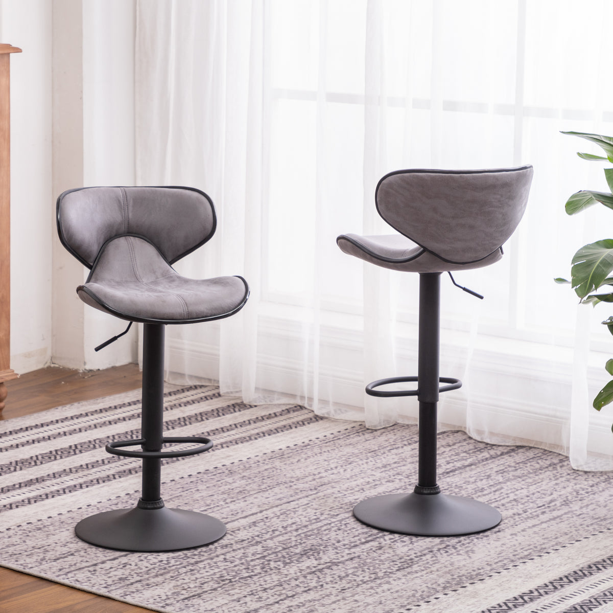 Masaccio Weathered Airlift Adjustable Bar Stools (Set of 2) Gray