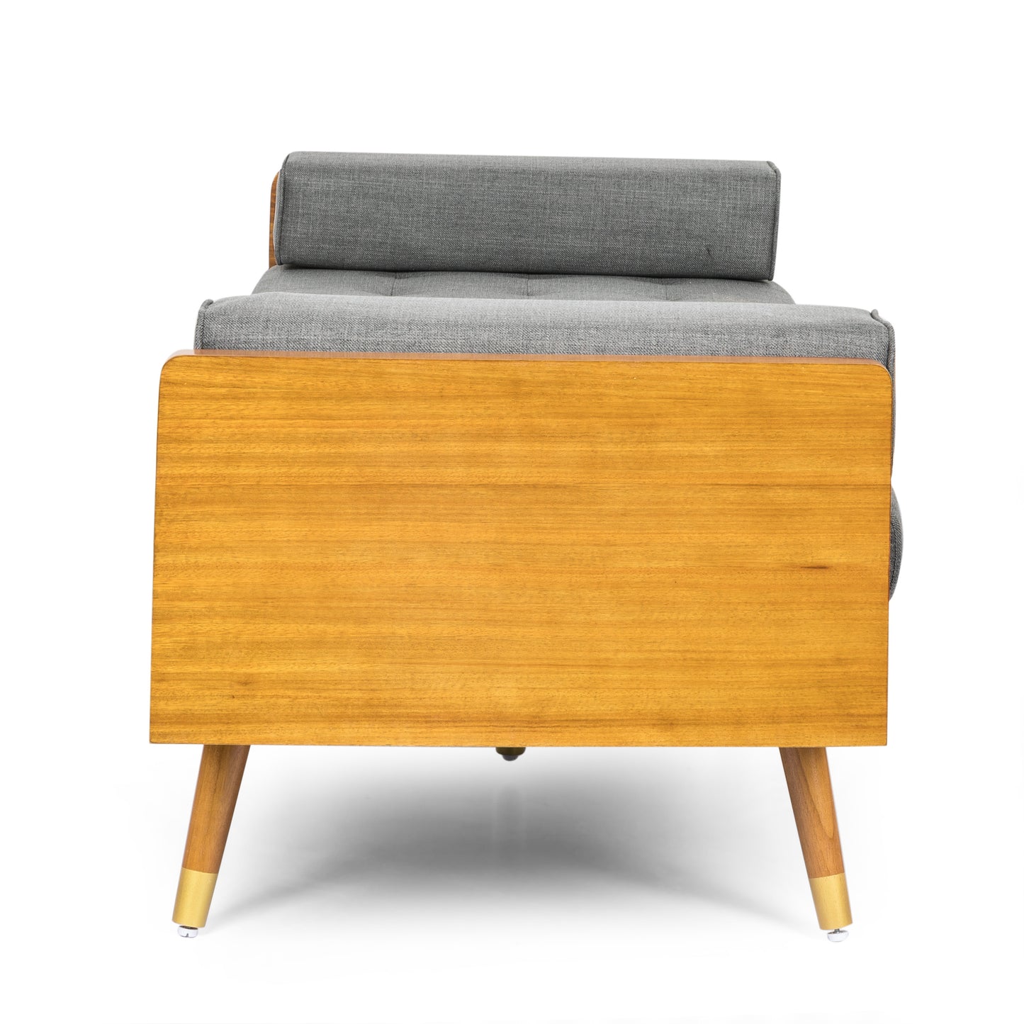 Thelma Mid-Century Modern Chaise Lounge, Gray & Walnut