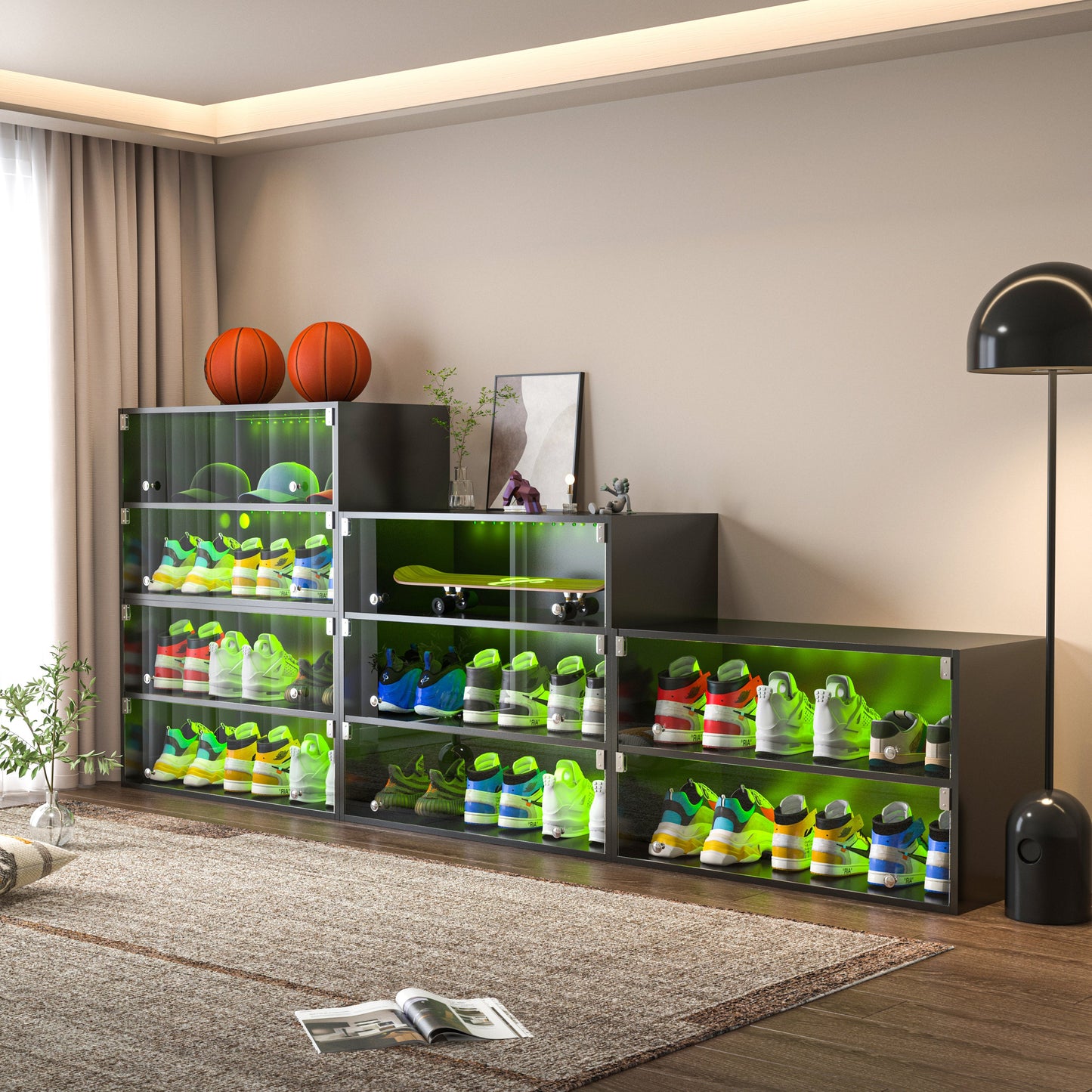 Sneaker Head 3-Layer LED Shoe Box , Black